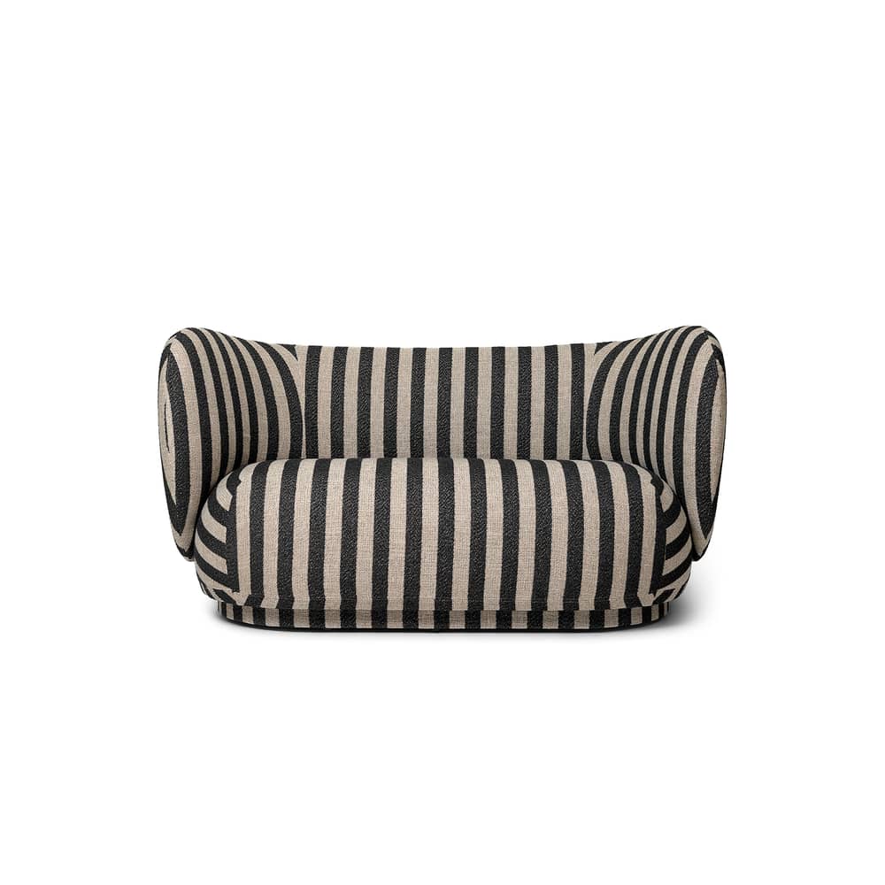 Divano destro Rico x Louisiana tessuto beige / L 150 cm - Ferm Living - Nero e sabbia (tessuto Louisiana) - Espanso, Legno, Tessuto