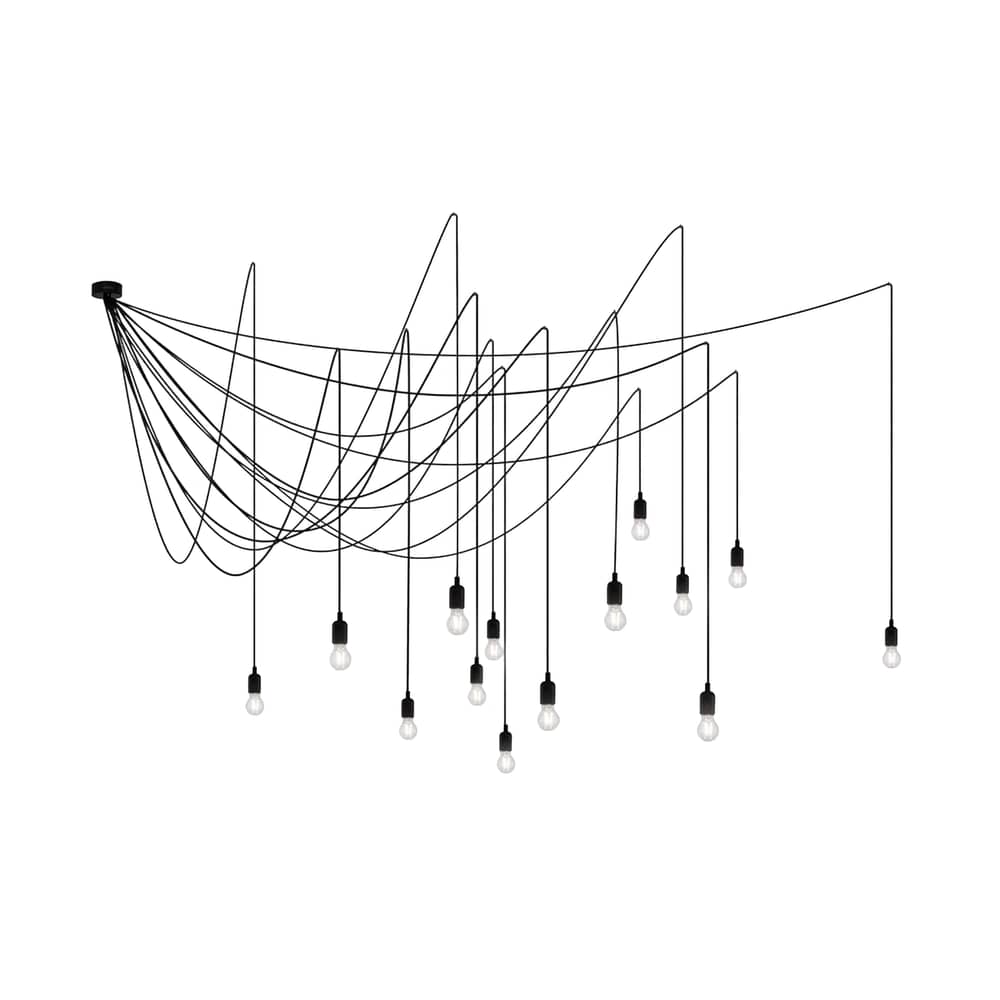 Suspension Maman Dimmable plastique noir / 14 ampoules LED incluses - Compatible variateur - Seletti - Ampoules transparentes / Câbles noirs - Métal, Plastique, Silicone