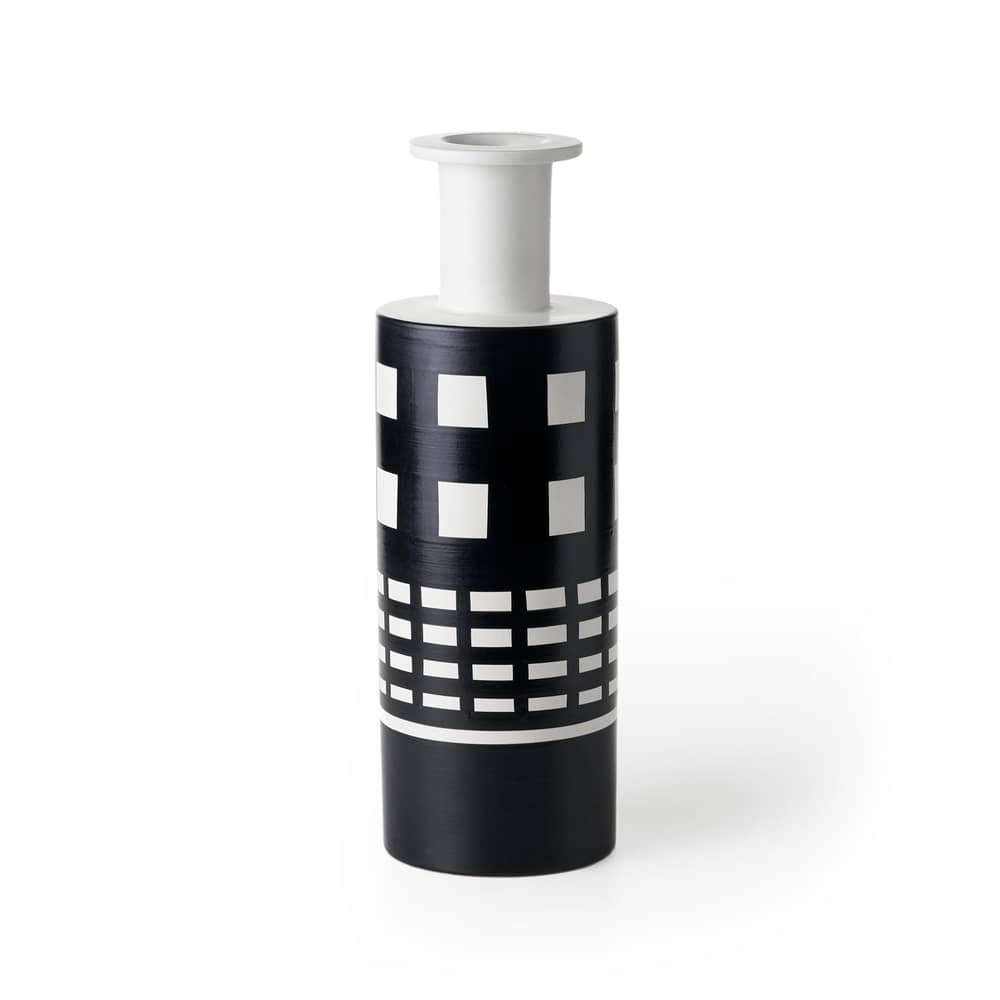 Vase Projet Memphis - Spool Rocchetto céramique blanc noir / By Ettore Sottsass - Bitossi Home - Spool Rocchetto - Céramique