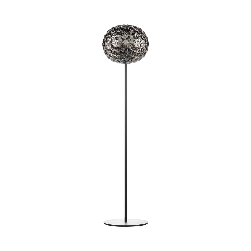 Planet Floor lamp plastic material grey black / LED - H 130 cm - Kartell - Smoked grey / Black base - Aluminium, Thermoplastic technopolymer
