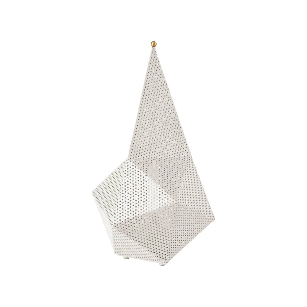 Lampe sans fil rechargeable Bagdad métal blanc / Mathieu Matégot, 1954 - Acier perforé - Gubi - Blanc crème - Acier perforé, Laiton