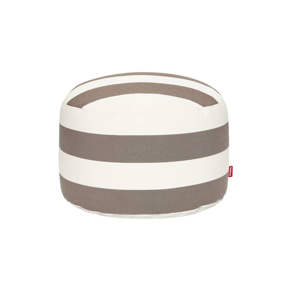 Pouf d\'extérieur Point Large Outdoor / Ø 70 x H 40 cm - Fatboy - Rayé Cacao - Polystyrène expansé, Tissu oléfine