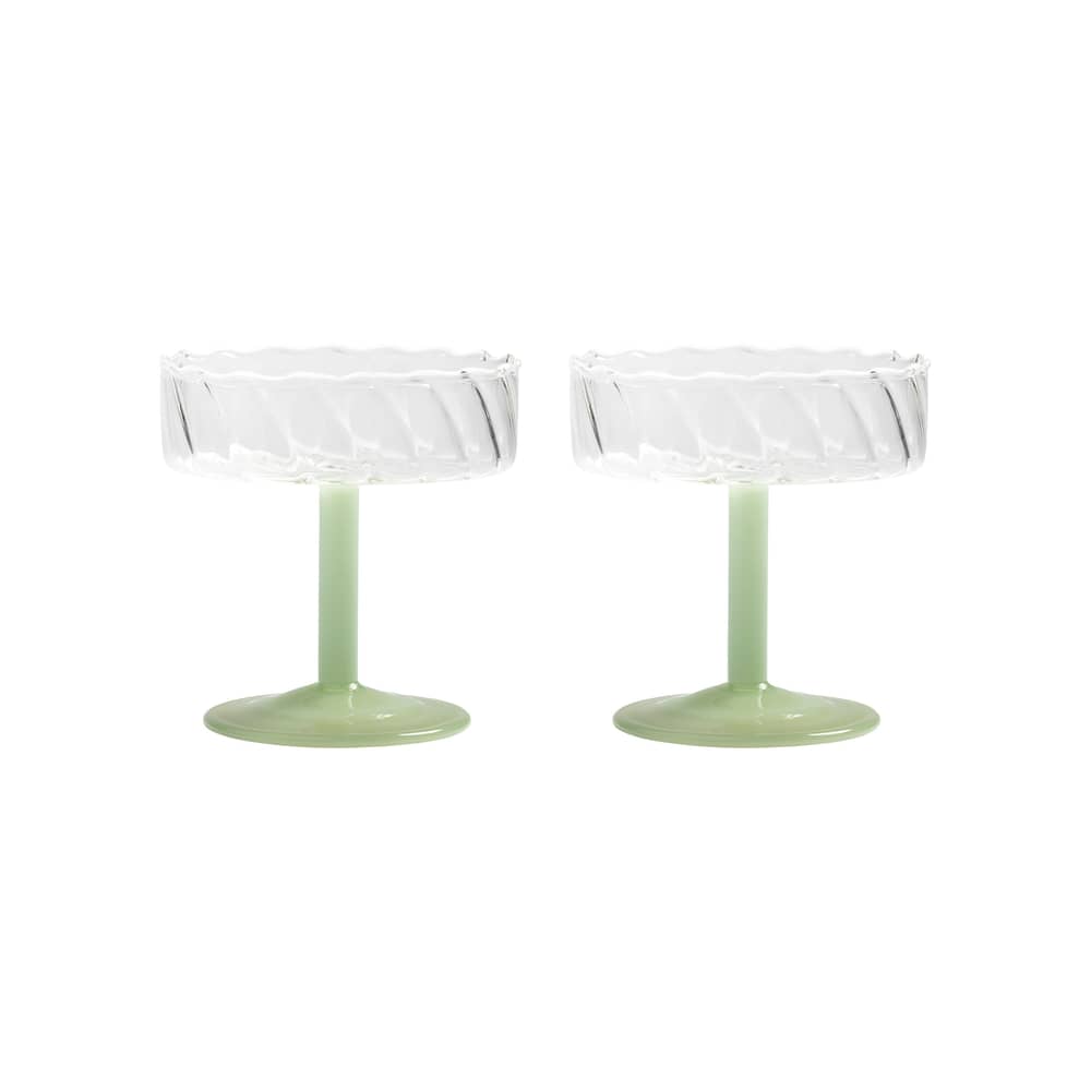 Sektgläser Twirl glas grün / Set von 2 - & klevering - Grün - Glas