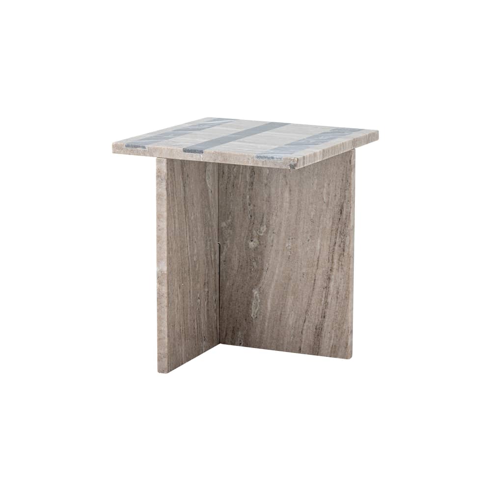 Table d\'appoint Clea marbre beige / 35,5 x 35,5 x H 40 cm - Bloomingville - Beige / Rayures noires - Marbre