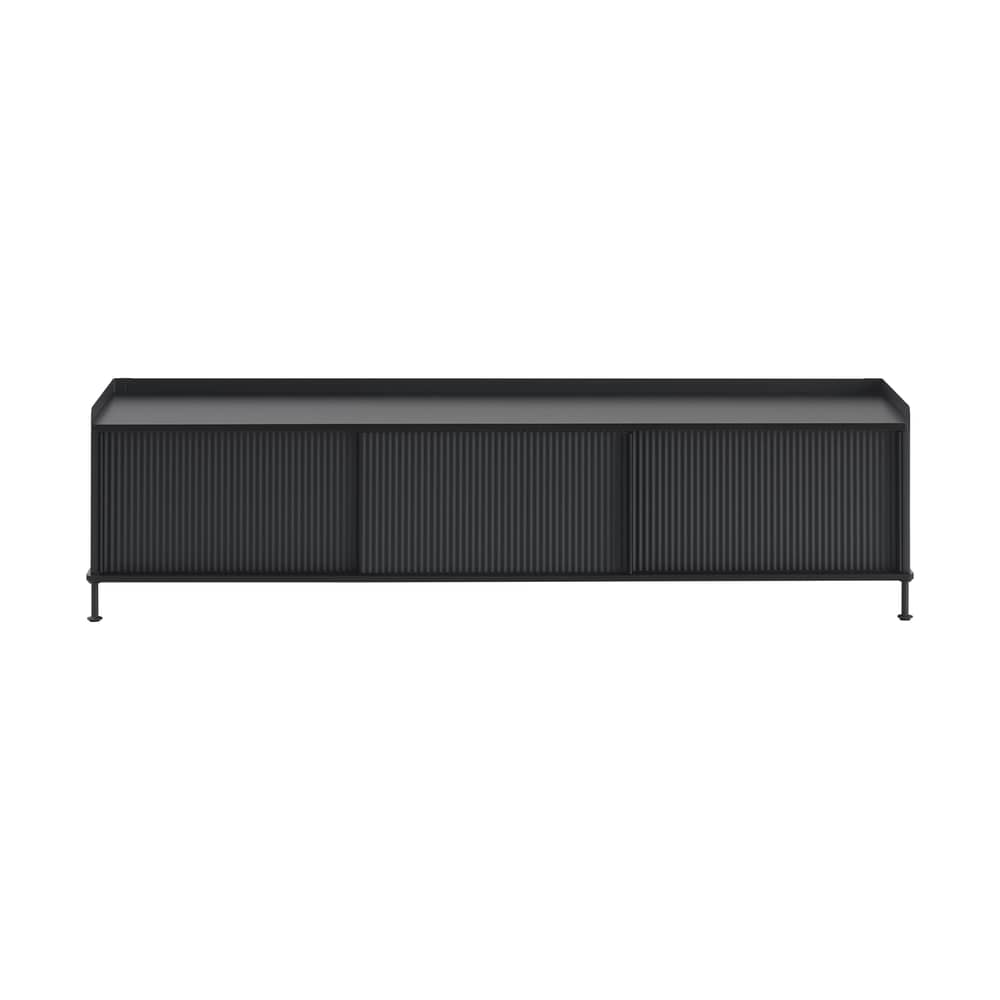 Anrichte Enfold metall schwarz / L 186 x H 48 cm - Muuto - Schwarz - Lackierte massive Eiche, lackierter Stahl