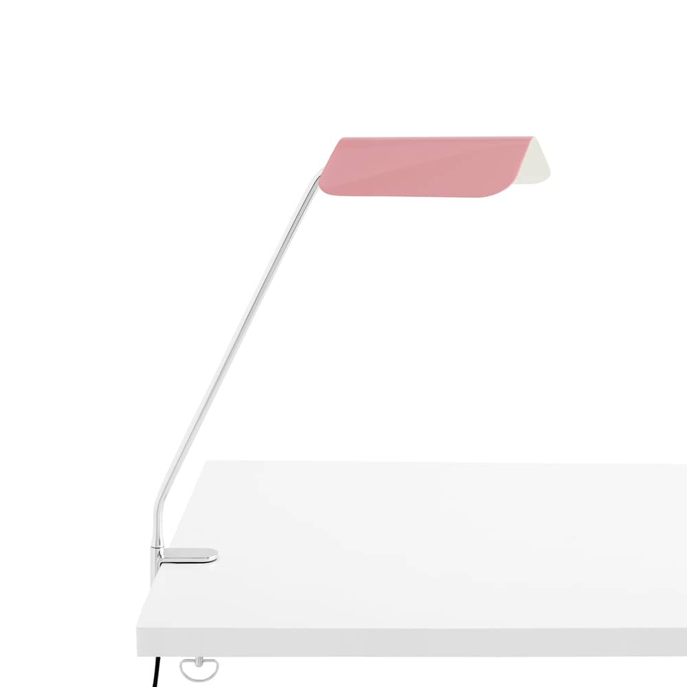 Apex Clip Desk lamp metal pink / Desk clamp Base - Adjustable / H 43 cm - Hay - Pink - Chromed steel, Painted steel