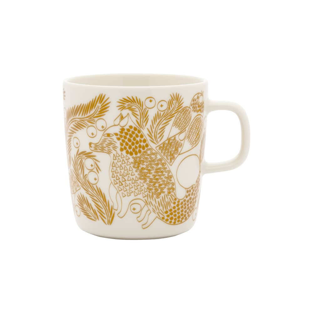 Mug Piirto Ketunmarja céramique blanc / 40 cl - Marimekko - Ketunmarja / Bronze & blanc - Grès