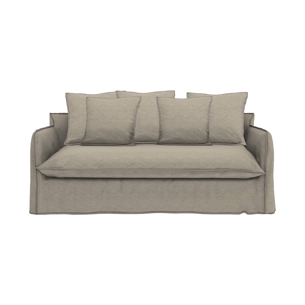Canapé convertible Ghost 15 tissu gris / 2 places - L 200 cm - Gervasoni - Gris (tissu Trama Cumino) -  Plumes, Bois, Mousse polyuréthane, Tissu