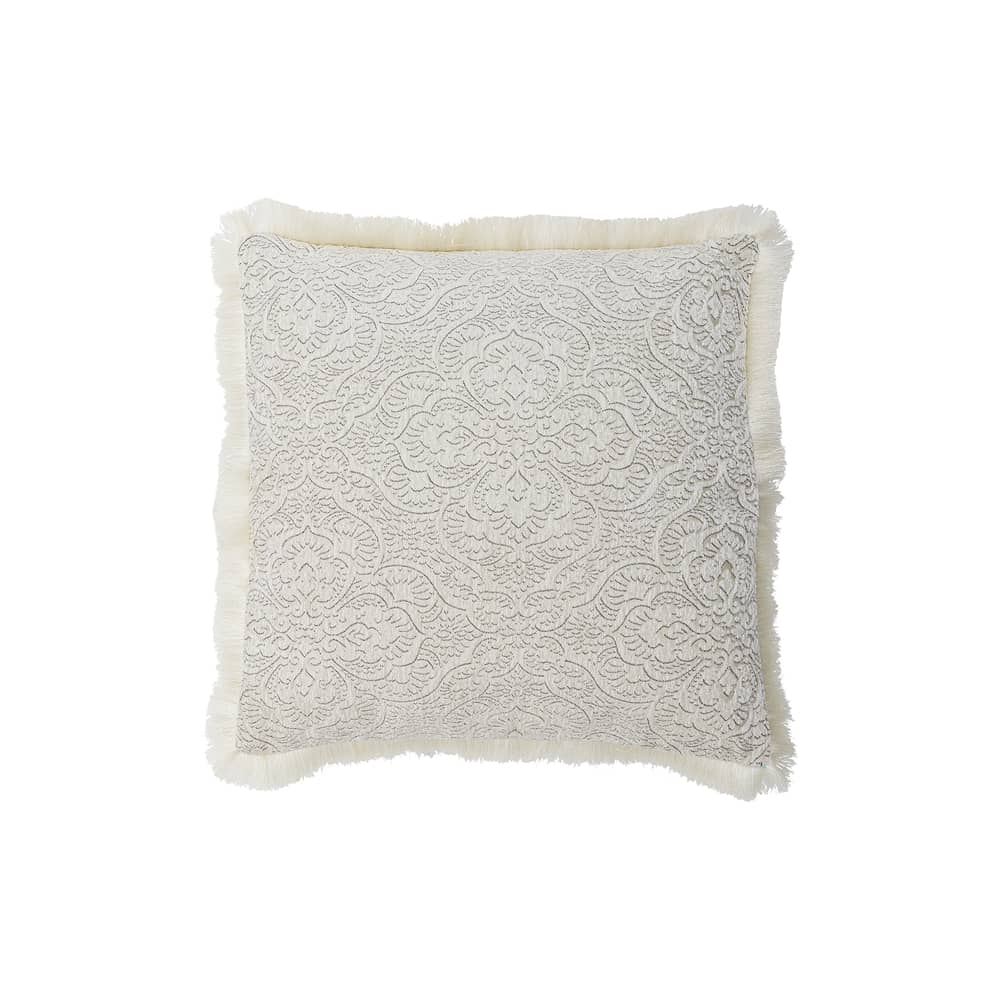 Coussin Cabrie tissu blanc / Brodé - 50 x 50 cm - Bloomingville - Blanc - Polyester