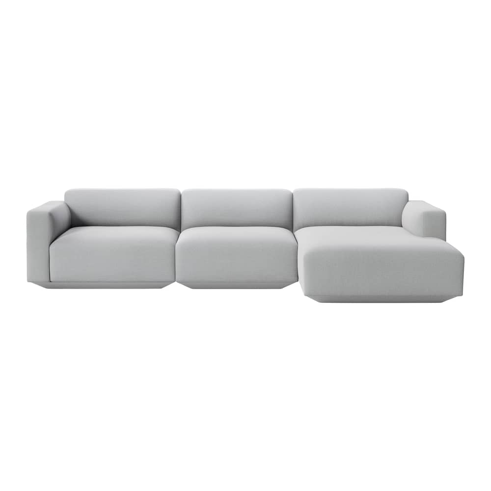 Ecksofa Develius F textil grau / 4 Sitze - L 309 cm / Liege rechts - &tradition - Grau (Stoff Clay 03) - Gewebe, Holz, HR-Schaum