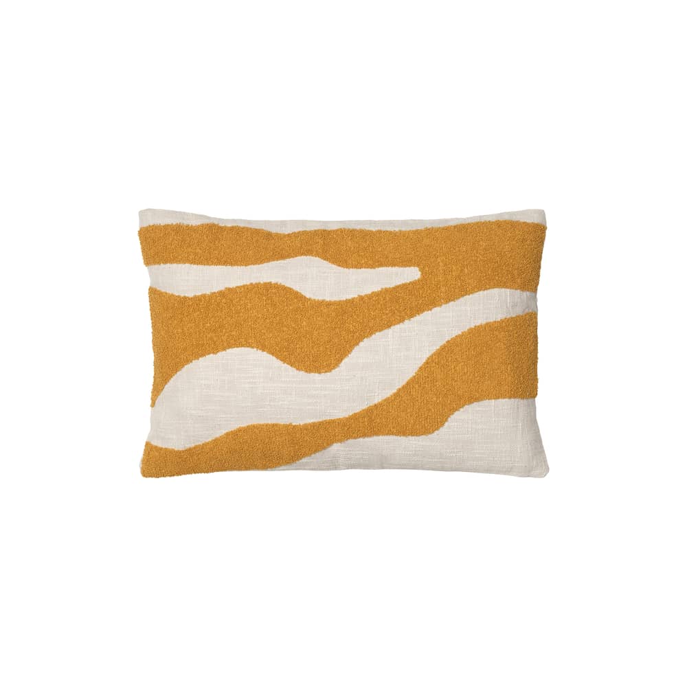 Kissenüberzug Marlie textil grün / 60 x 40 cm – Reliefstickereien - BROSTE COPENHAGEN - Goldgelb / Hafer - Baumwolle