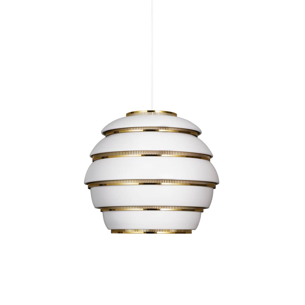 Sospensione Beehive A331 metallo bianco / Alvar Aalto, 1953 - ARTEK - Bianco / Ottone - Alluminio, Ottone