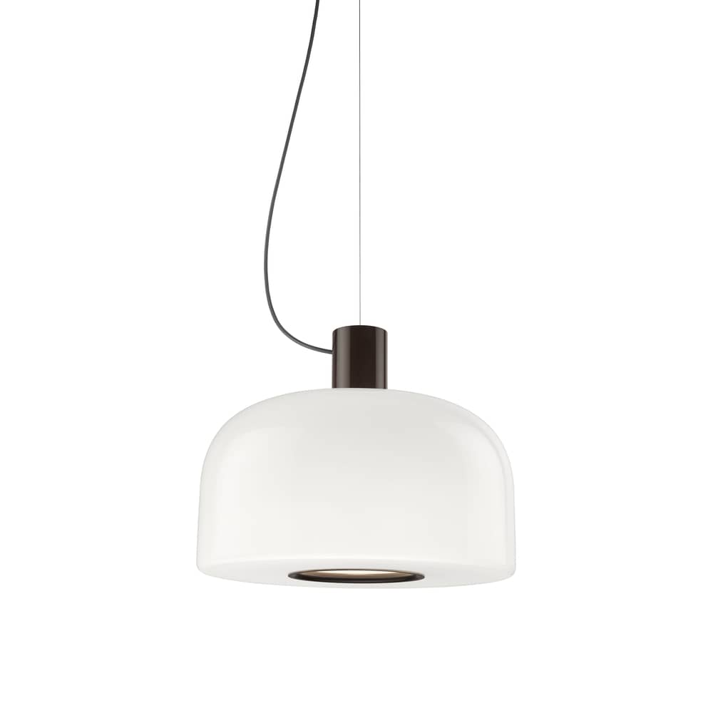 Suspension Bellhop Glass S2 verre marron / Ø 45 x H 25,2 cm - Flos - Chocolat - Aluminium, Verre opalin triplex