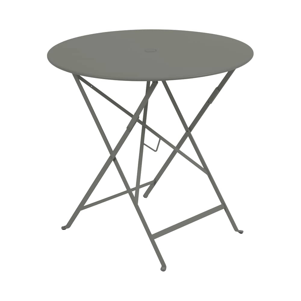 Tavolo pieghevole Bistro / Ø 77cm - Foro per parasole - Fermob - Rosmarino - Acciaio laccato