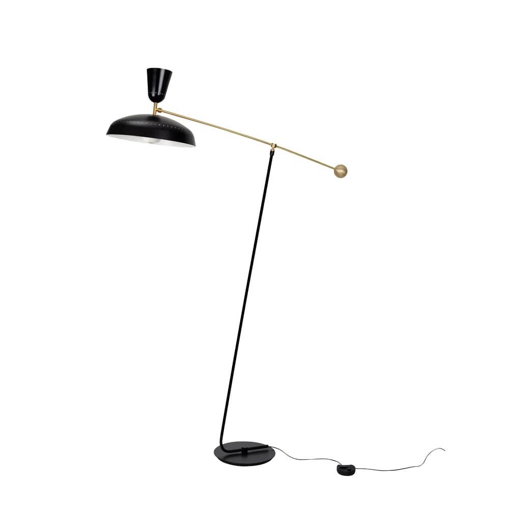 G1 Large Floor lamp metal black / 1951 reissue, Pierre Guariche - H 175 cm - SAMMODE STUDIO - Matt black - Aluminium, Brass