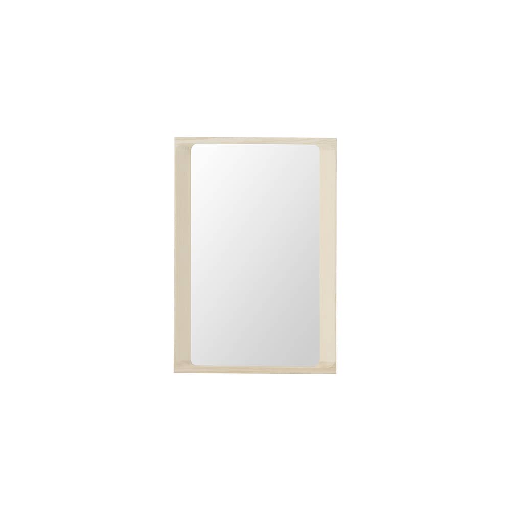 Miroir mural Arced bois beige / 80 x 55 cm - Muuto - Epicéa - Bois d\'épicéa laqué, Verre