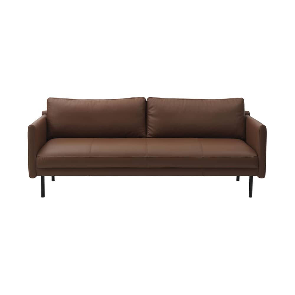 Canapé droit Rar / 3 places - L 204,5 cm - Normann Copenhagen - Cuir Cognac - Acier, Bois, Cuir, Mousse PU