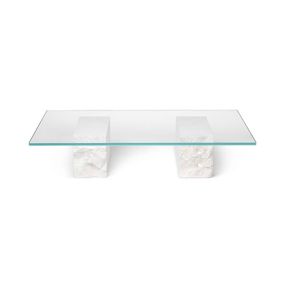 Table basse Mineral verre marbre blanc transparent / 120 x 70 cm - Ferm Living - 120 x 70 cm - Marbre, Verre