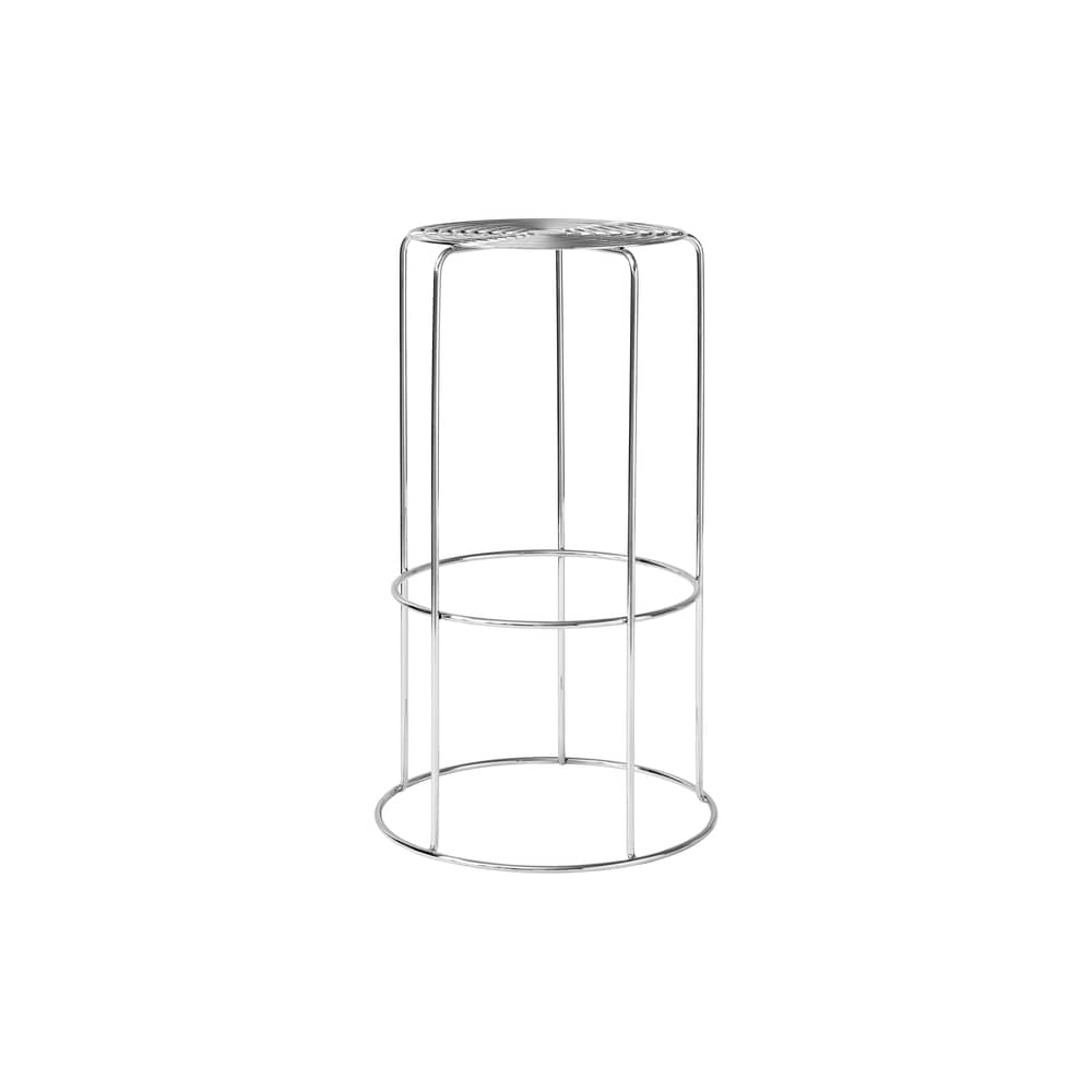 Tabouret haut Wire VP16 métal / H 75 cm - Verner Panton, 1981 - &tradition - Acier poli - Fil d\'acier inoxydable poli