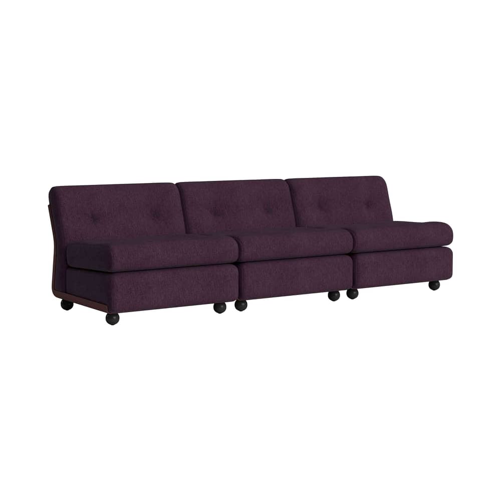 Sofa Amanta textil violett / 3-Sitzer - L 238 cm / Neuauflage 1966, Mario Bellini - Hay - Bordeaux (Stoff) - Gewebe, Recyceltes ABS, Schaumstoff