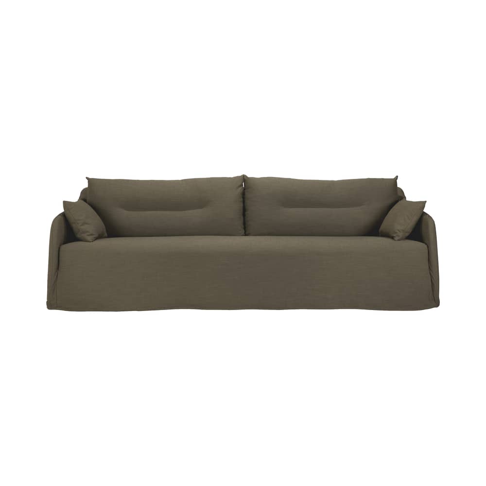 Canapé droit Weave tissu vert / 3 places - L 244 cm - Ethnicraft - Vert -  Plumes, Billes silicone, Contreplaqué, Mélange de lin
