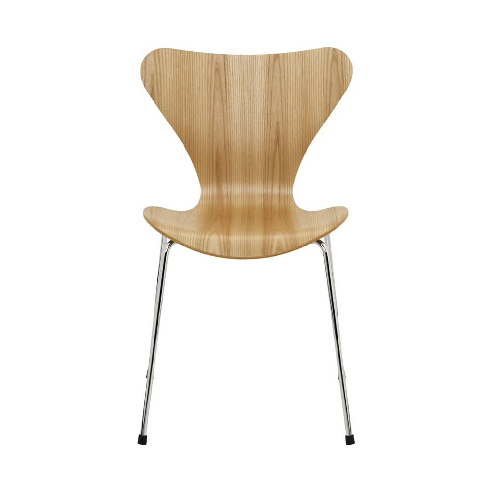 Chaise empilable Série 7 / Bois naturel - Fritz Hansen - Orme / Pieds chromés - Acier, Contreplaqué de orme verni