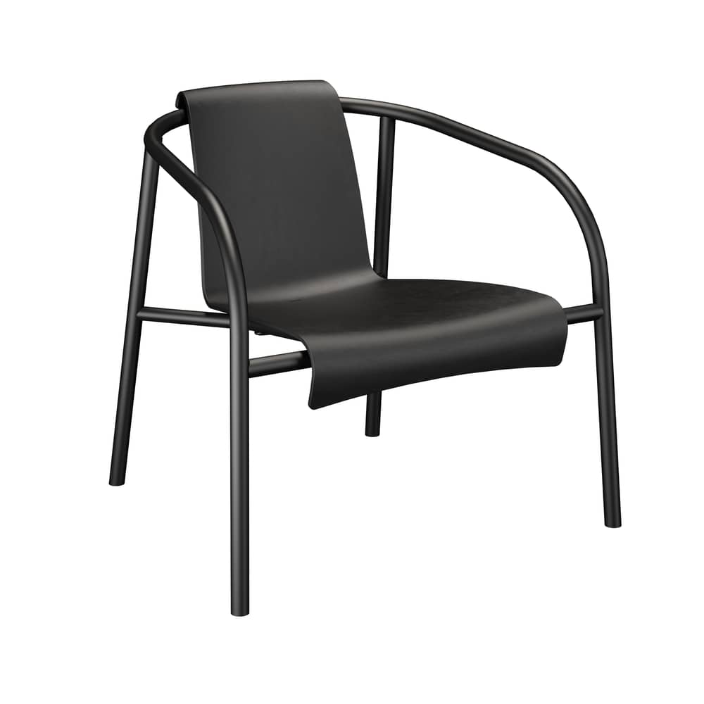Poltrona bassa Nami materiale plastico nero / Plastica riciclata - Houe - Nero - Acciaio, Plastica riciclata
