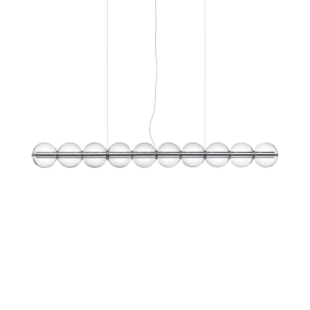 Sospensione Luce Sferica S2 vetro trasparente / L 208 cm - Flos - L 208 cm - Alluminio lucido, Vetro soffiato a mano