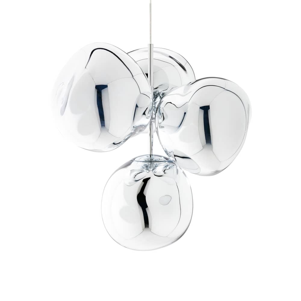 Suspension Melt Chandelier Small (2015) / LED - Ø 98 x H 103 cm / Polycarbonate métallisé (change de couleur) - Tom Dixon - Argent - Acier, Polycarbonate soufflé