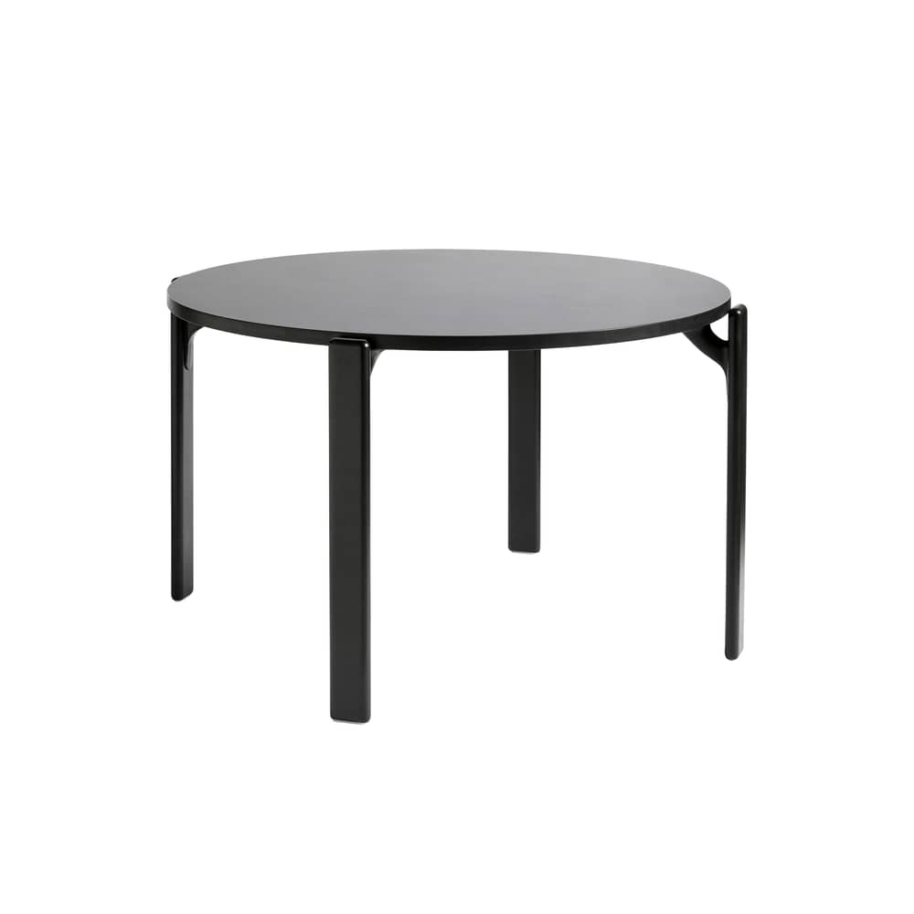 Table ronde Rey / By Bruno Rey x Dietiker, 1971 - Ø 128,5 cm - Hay - Noir - Contreplaqué de hêtre, Hêtre massif