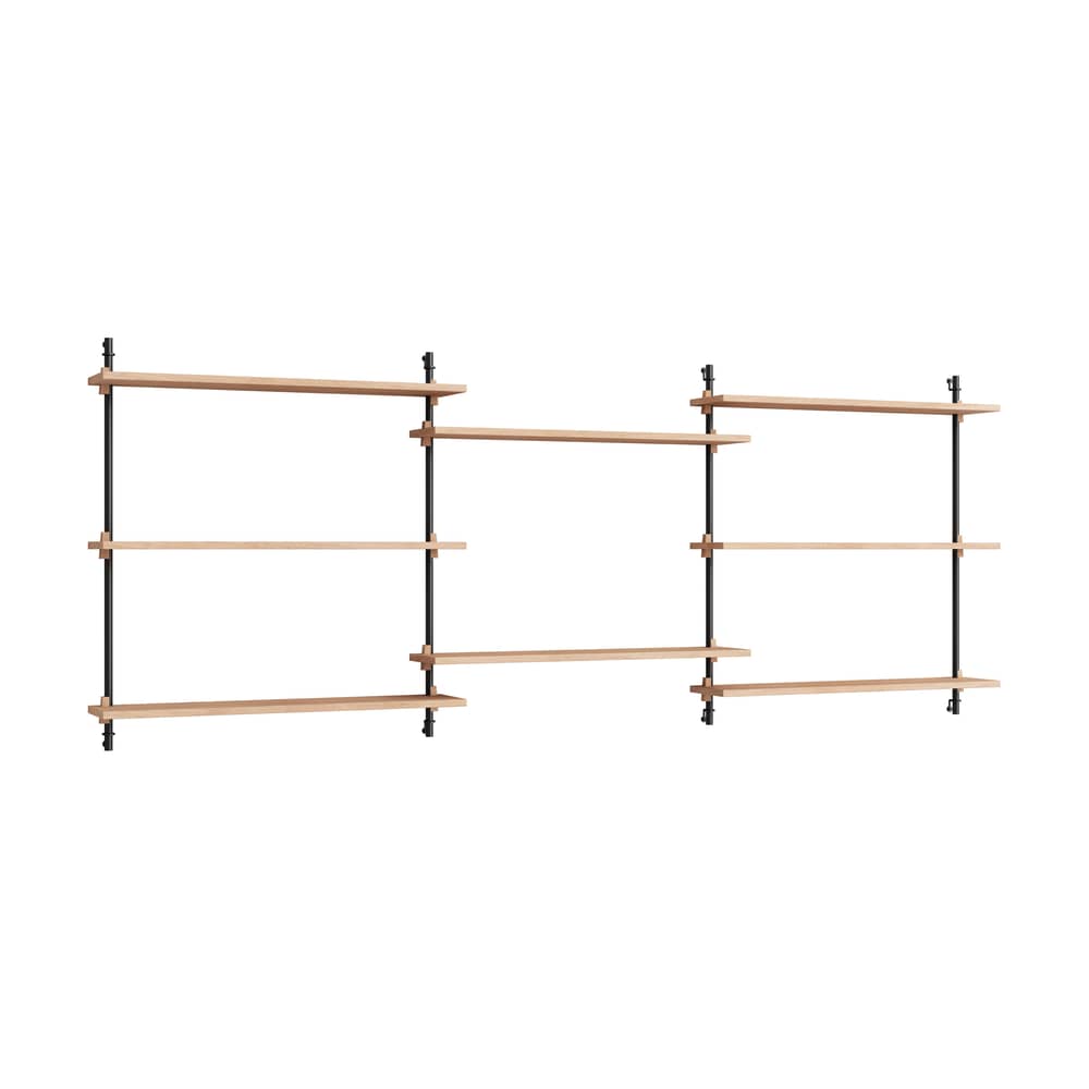Étagère Wall Shelving – ws.85.3 bois naturel / L 239 x H 85 x Prof. 17,5 cm - MOEBE - Chêne naturel / Noir - Acier, MDF placage chêne