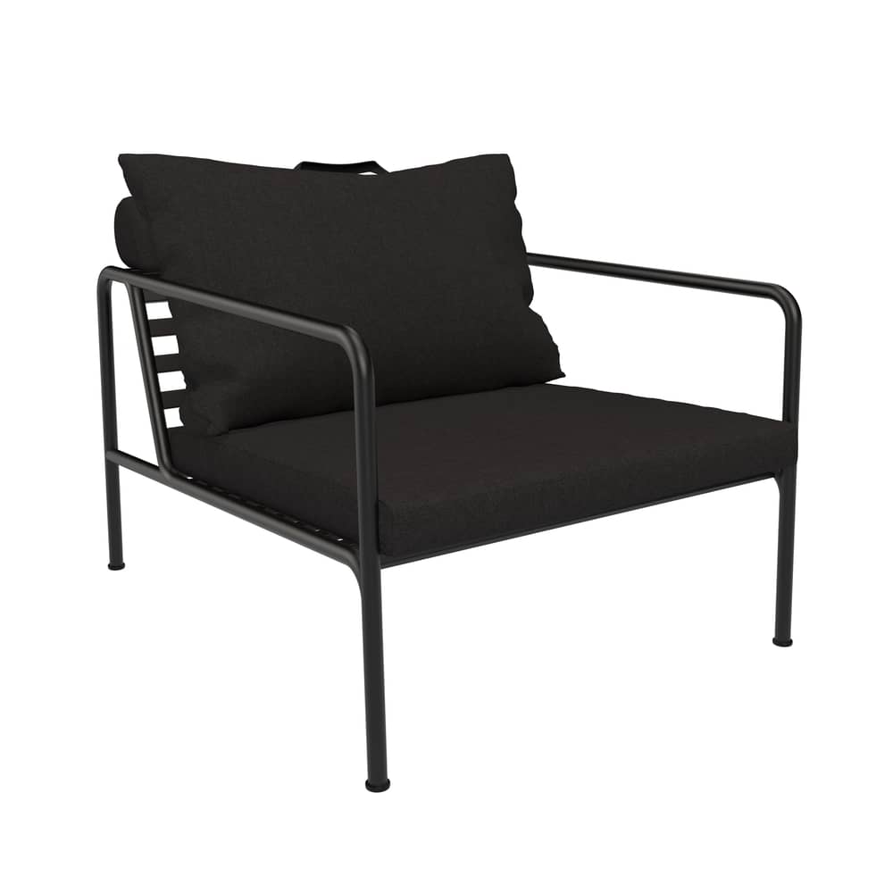 Gepolsterter Sessel Avon metall textil schwarz / Stoff & Stahl - Houe - Graphitschwarz - Polyurethan-Schaum, Sunbrella-Gewebe, thermolackierter Stahl