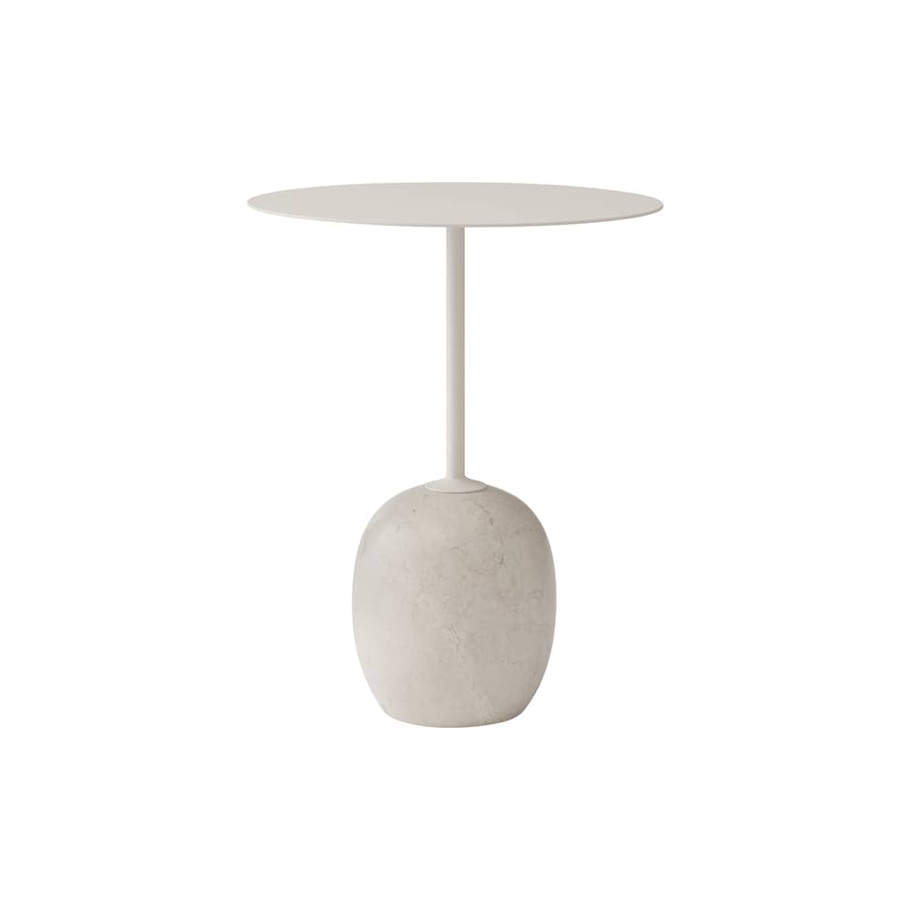 Guéridon Lato LN8 métal marbre blanc beige / Marbre Ø 40 x H 50 cm - &tradition - Plateau ivoire / Marbre crème - Acier peint, Marbre