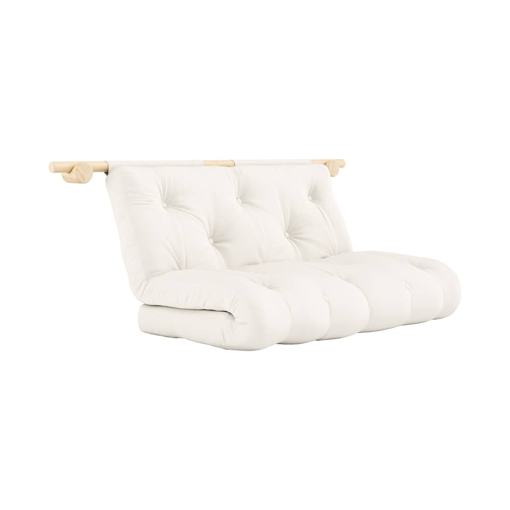 Schlafcouch Hooked textil weiß / L 135 cm - 3-fach modulierbar - KARUP - Natur 701 / Pinie - FSC-zertifiziertes Massivholz Kiefer, Recycelte Mischfasern, Schaumstoff
