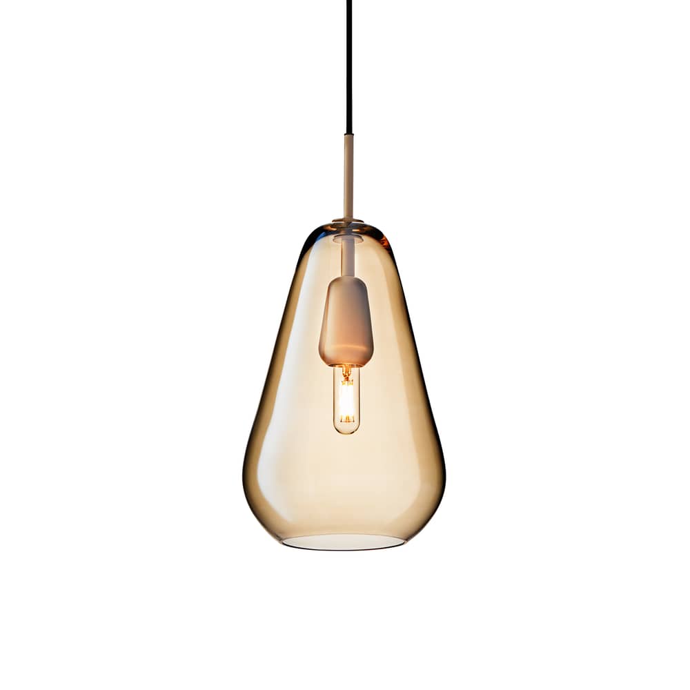 Sospensione Anoli 1 Medium vetro oro / Ø 19 x H 38 cm - NUURA - Pannello medium / Ø 19 cm - Alluminio, Vetro soffiato a bocca