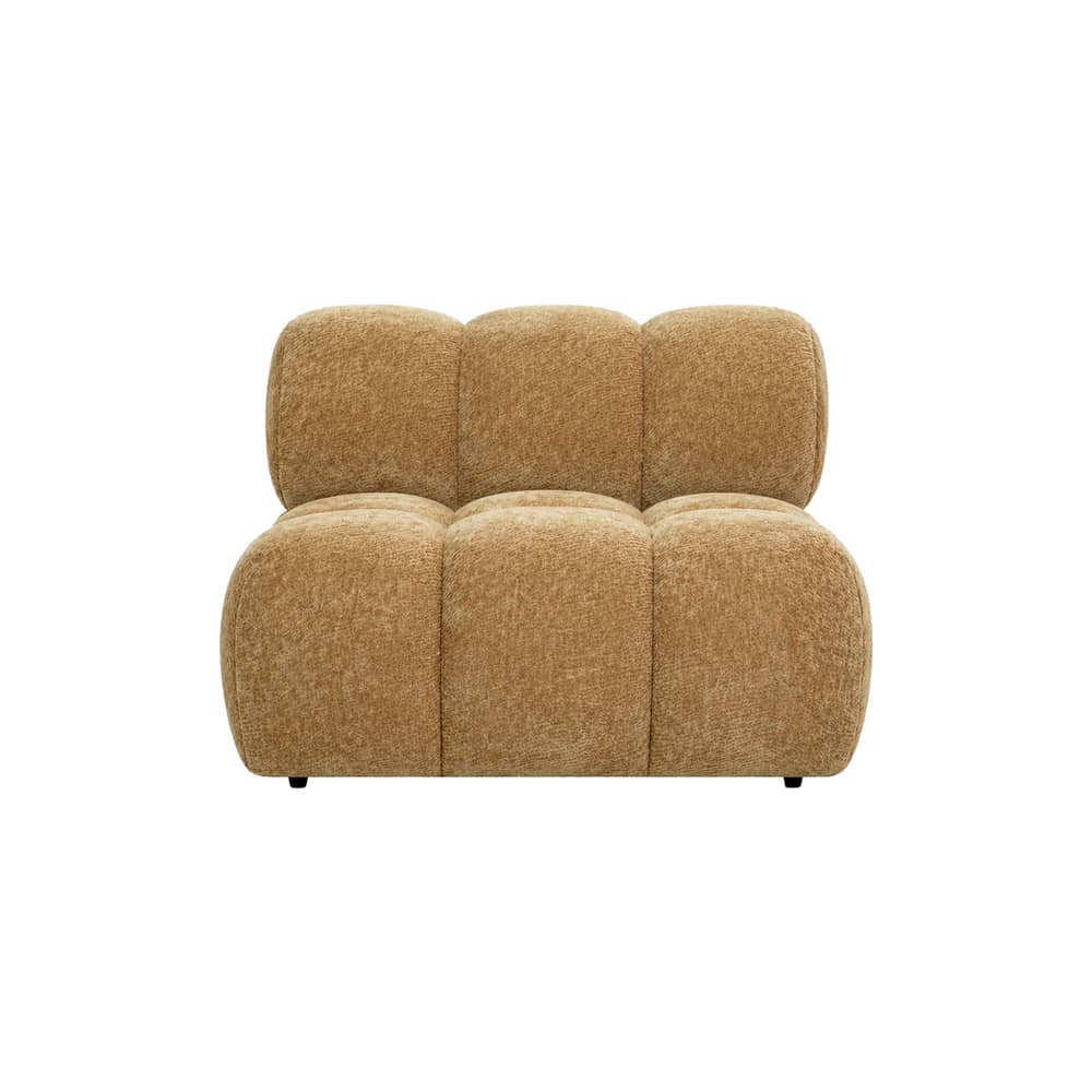 Gepolsterter Sessel Waffle textil braun / Sofa modulierbar - NV GALLERY - Camel, gekreppt - Gewebe, High Density-Schaum