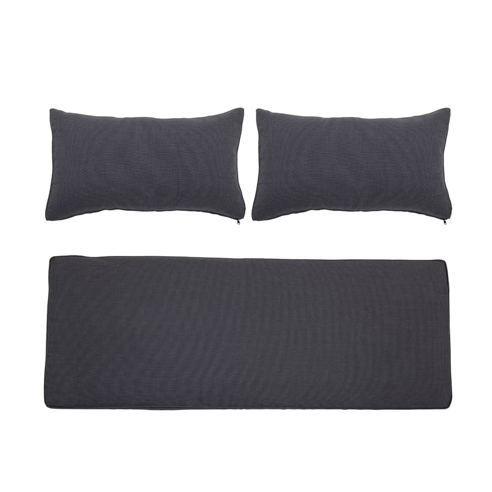 Zubehör  textil grau / Set 3 Kissenbezüge für Sofa Mundo (ohne Füllmaterial für Kissen) - Bloomingville - Dunkelgrau - Polyesterfaser