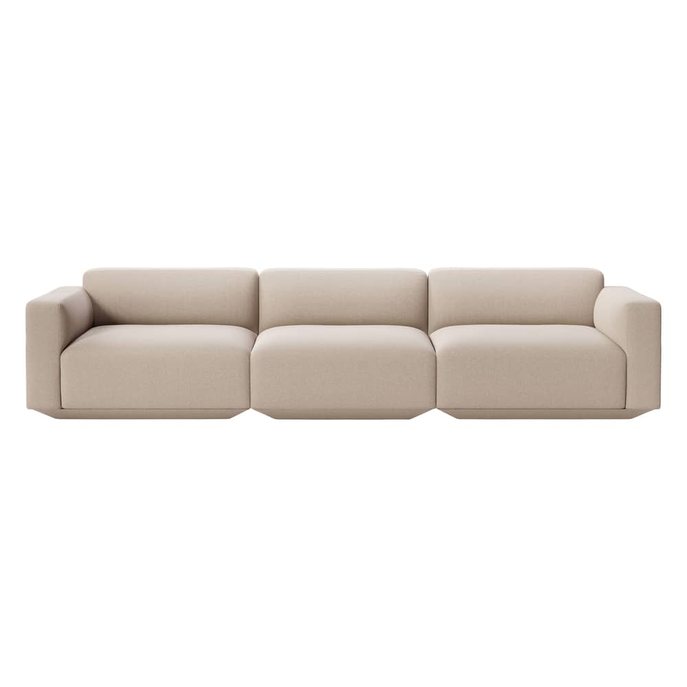Canapé droit Develius D / 4 places - L 309 cm - &tradition - Beige (tissu Hallingdal 220) - Bois, Mousse HR, Tissu