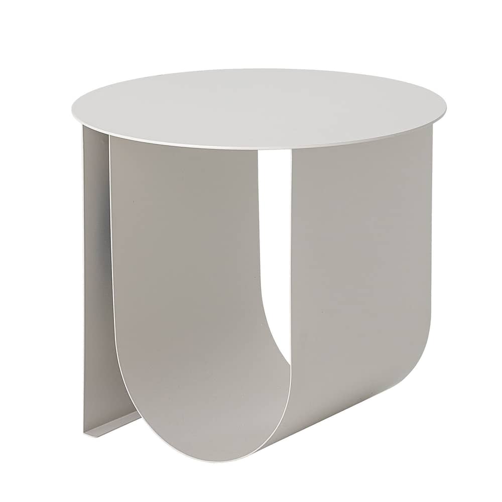 Table d\'appoint Cher métal gris / Ø 43 cm - Porte-revues intégré - Bloomingville - Gris clair - Fer laqué