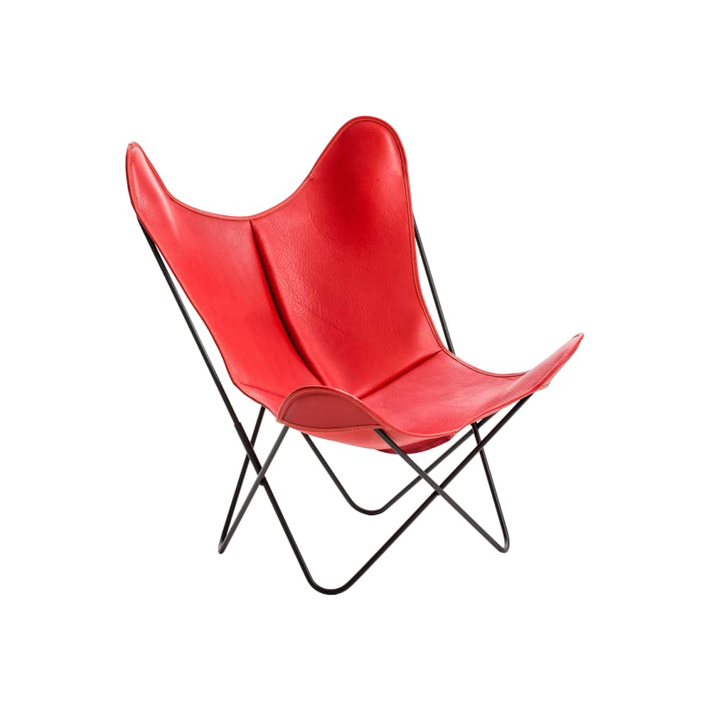 AA Armchair leather red / Buffalo - Reissue 1938 - AIRBORNE - Red - Buffalo leather, Powder coated steel