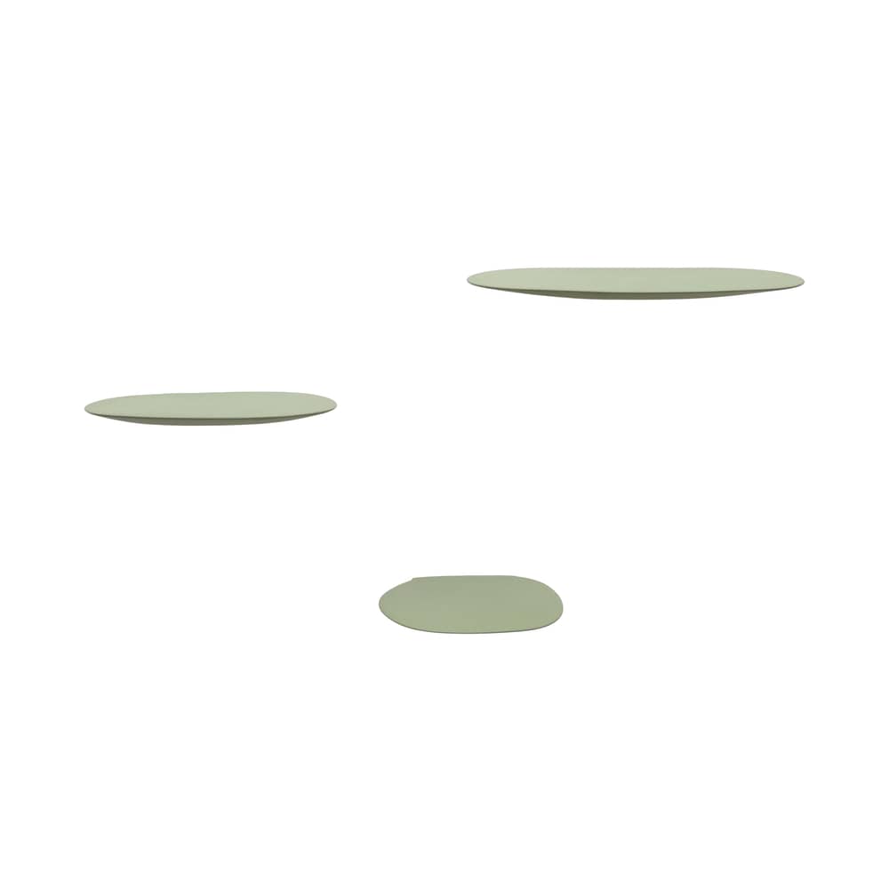 Set de 3 étagère Isola céramique - Moustache - Vert olive - Céramique émaillée