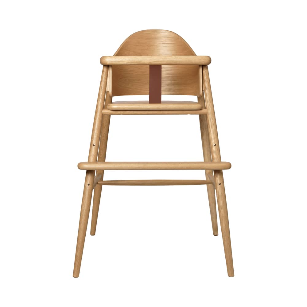 Muru High chair natural wood - Ferm Living - High chair / Oak - Leather, Oak veneer, Solid oak