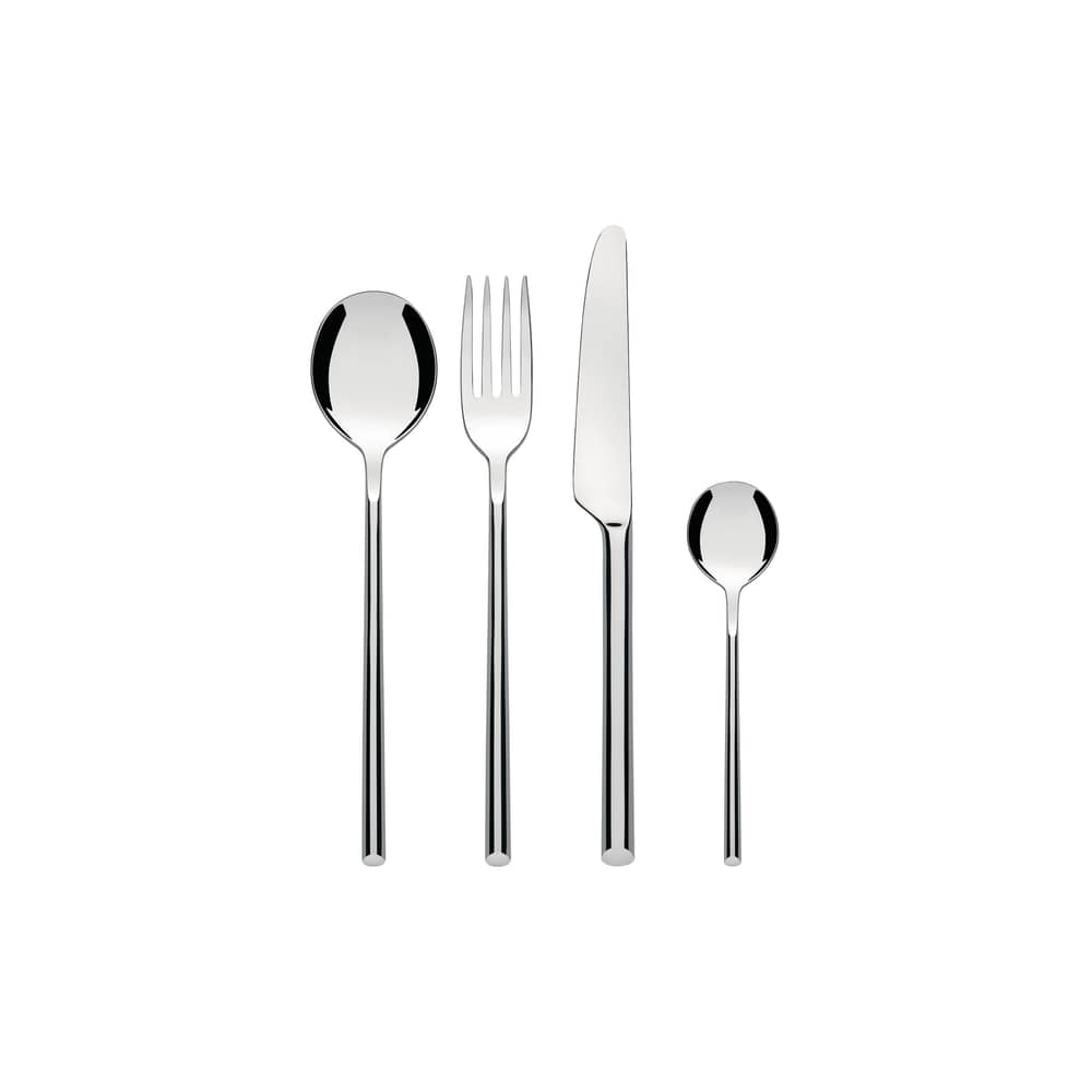 Ménagère Clivo métal / Coffret 24 couverts (6 personnes) - Alessi - Acier poli - Acier inoxydable