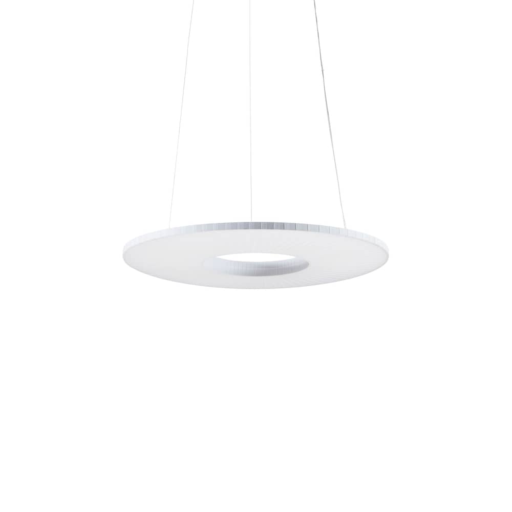 Pendelleuchte Iris Horizontal textil weiß / LED - Ø 60 cm - Dix Heures Dix - Ø 60 cm / Weißer Stoff - Aluminium, Plissiertes Acrylgewebe