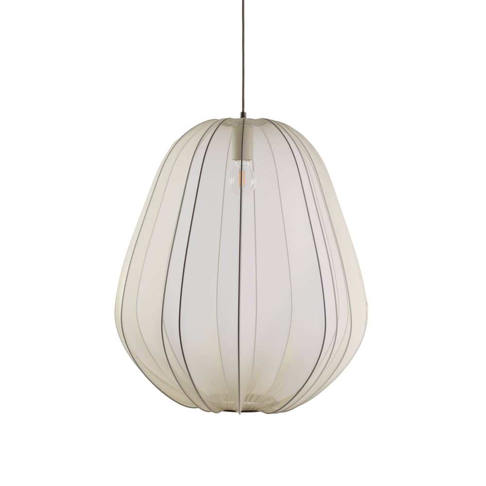 Suspension Balloon Large tissu gris / Résille translucide - Ø 53 x H 60 cm - Bolia - Ivoire - Métal, Tissu élastique