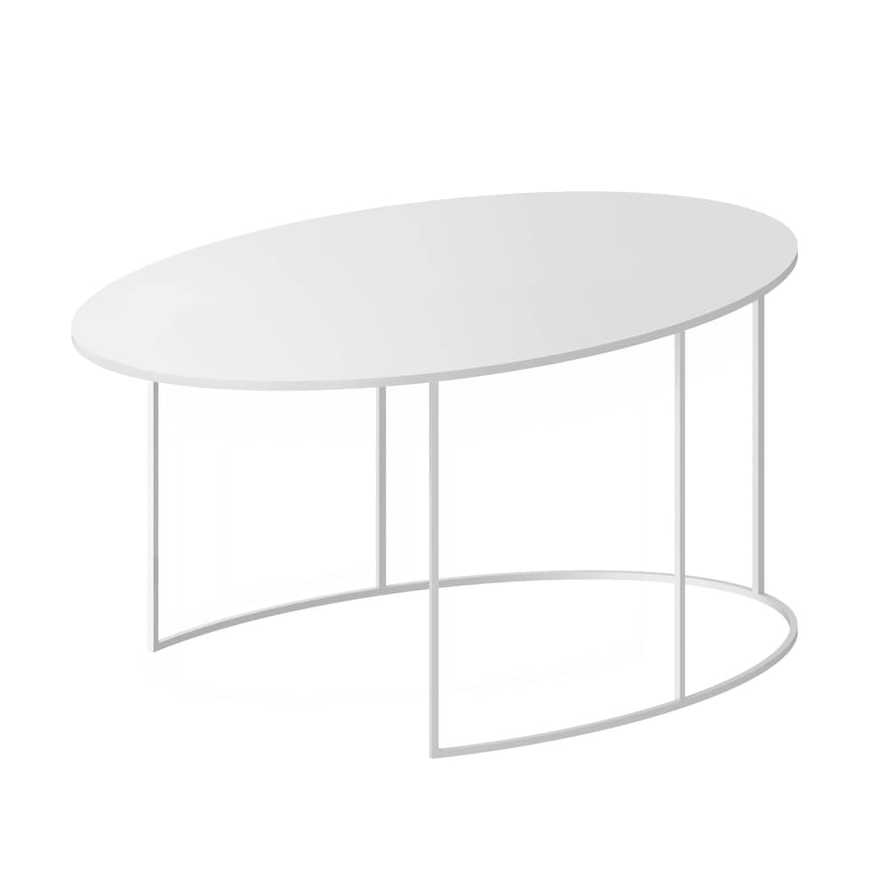 Table basse Slim Irony ovale métal blanc / 86 x 54 cm H 42 cm - Zeus - Blanc - Acier