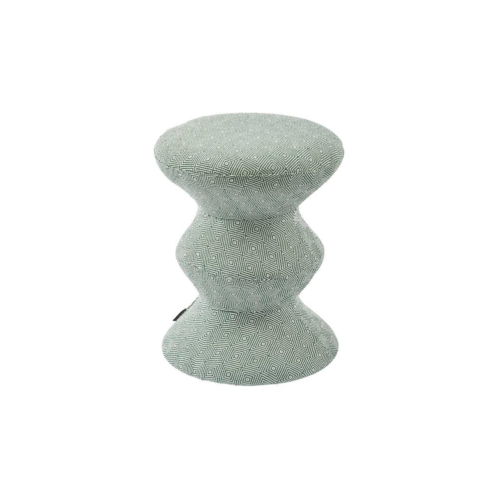 Tabouret rembourré Zig Zag Soft tissu vert - POLSPOTTEN - Vert clair - Bois, Mousse, Tissu