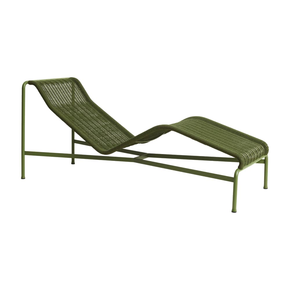 Transat fixe Palissade Cord vert / Corde tissu recyclé - Hay - Vert Olive - Acier laqué époxy, Corde tissu polyester recyclé