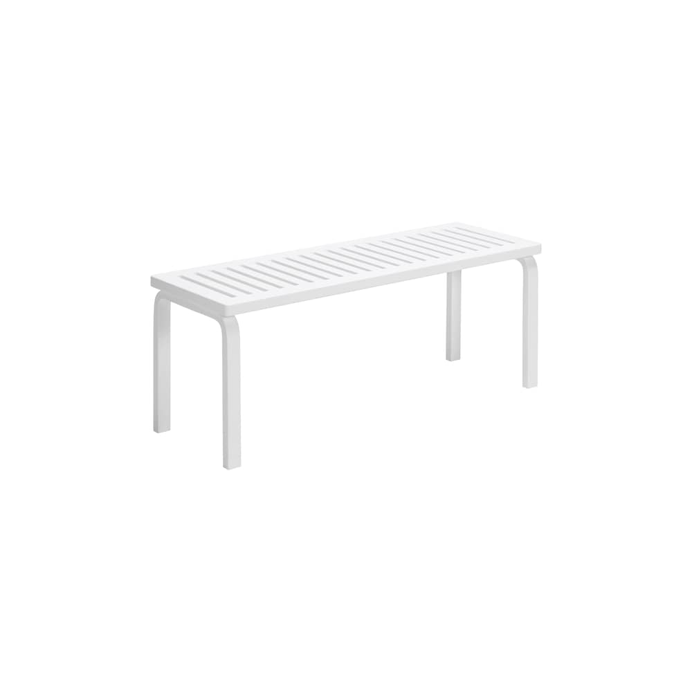 153A Bench wood white / L 112,5 cm - Alvar Aalto, 1945 / Slatted seat - ARTEK - White - Laminated birch wood, Solid birch