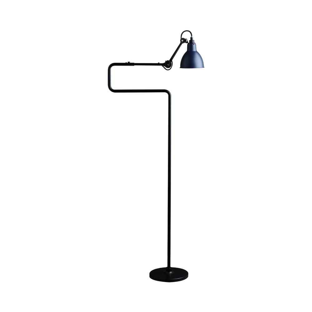 Lampadaire N°411 métal bleu / Orientable - H 138 cm / Lampe Gras - DCW éditions - Abat-jour bleu / Structure noire - Acier